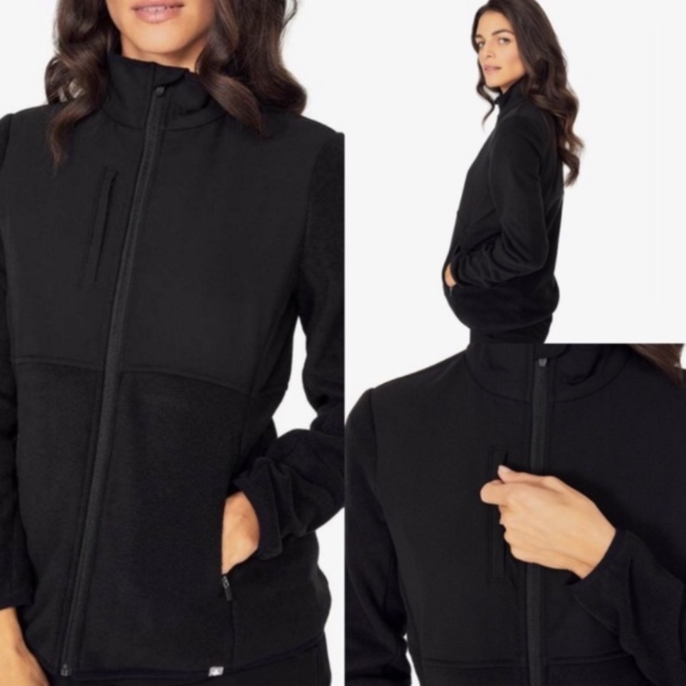 WearFigs , figs scrub brand fleece jacket in black